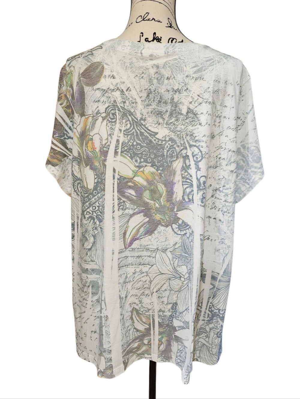 Westbound White and Light Gray Floral Print Tunic Top - Picture 5 of 7
